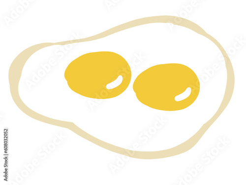 かわいいタマゴ料理の目玉焼き／手描きイラスト素材