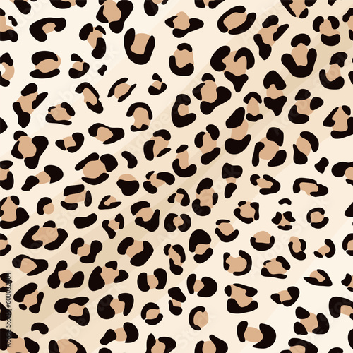 Leopard - zwierzęcy wzór. Futro leoparda. Plamki i kropki  na skórze zwierzęcia. Dziki kot. Wektorowy wzór. #608032404