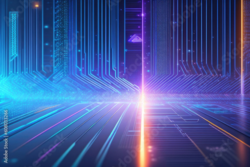 abstract background of geometric shapes, chips and processors. ai illustration generated