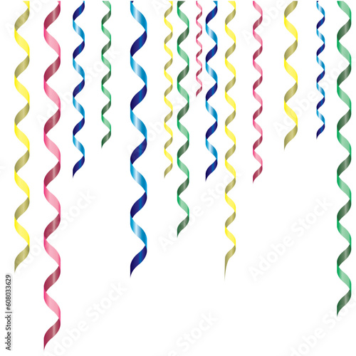 Red, green, yellow and dark blue a ribbon on a white background. Vector
