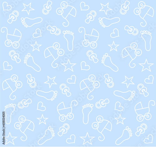 seamless baby pattern i blue and white colors