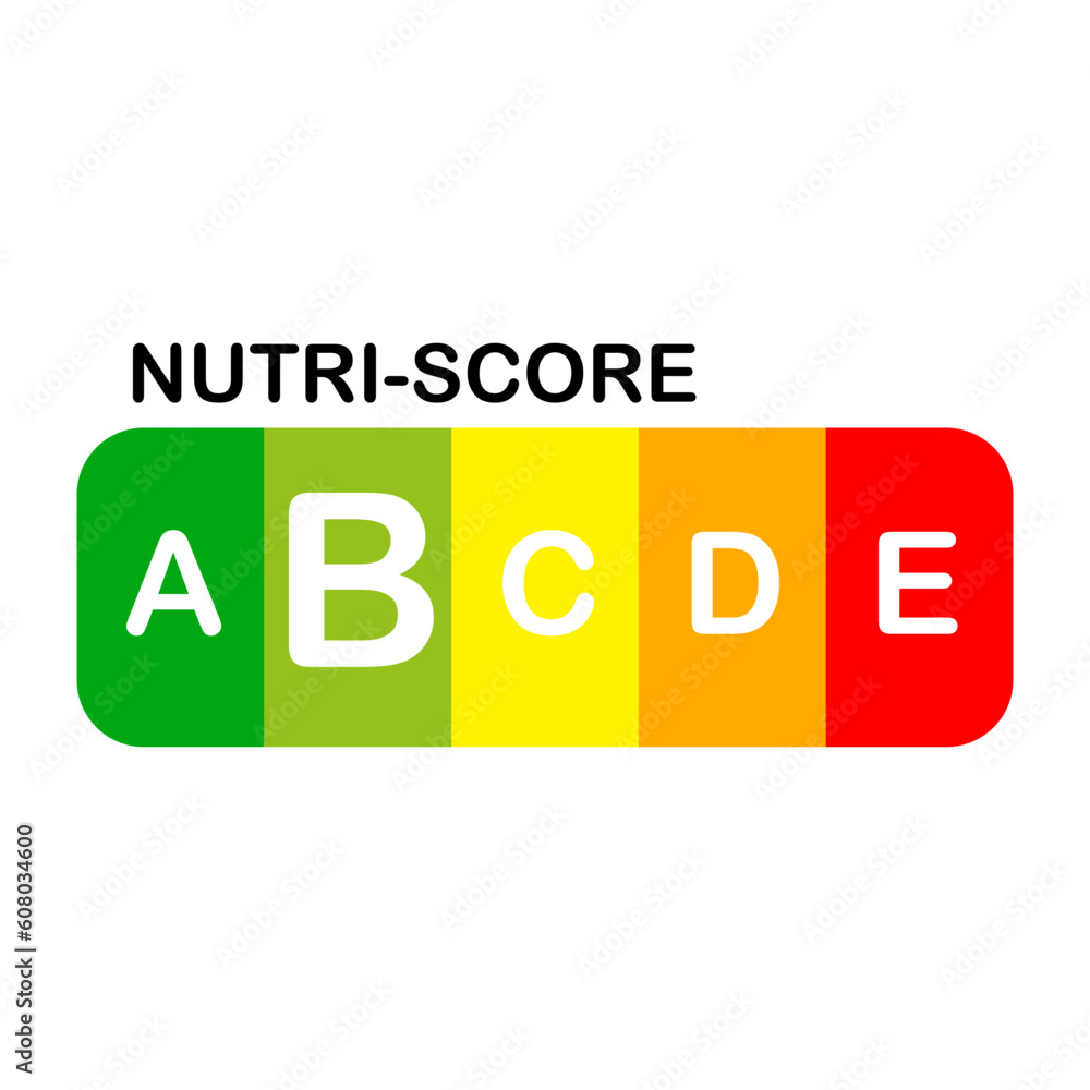 Nutri Score official label. B score. Vector illustration. Nutri Score official label. B score. Vector illustration.