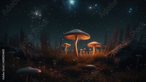 magic mushroom in the night
