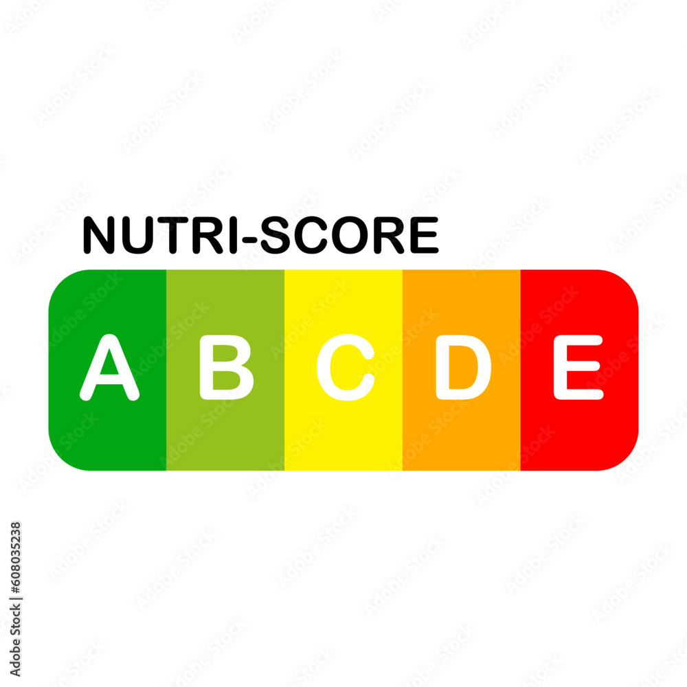 Nutri Score official label. Vector illustration. Nutri Score official label. Vector illustration.