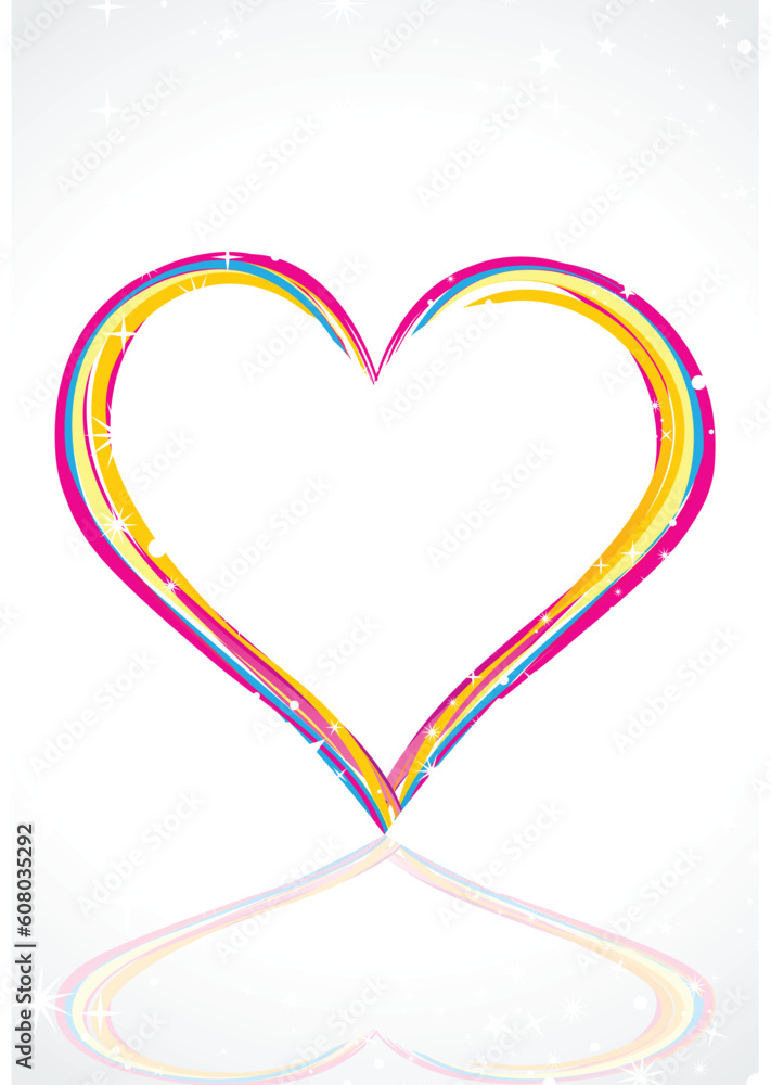 abstract colorful heart with stars vector illustration