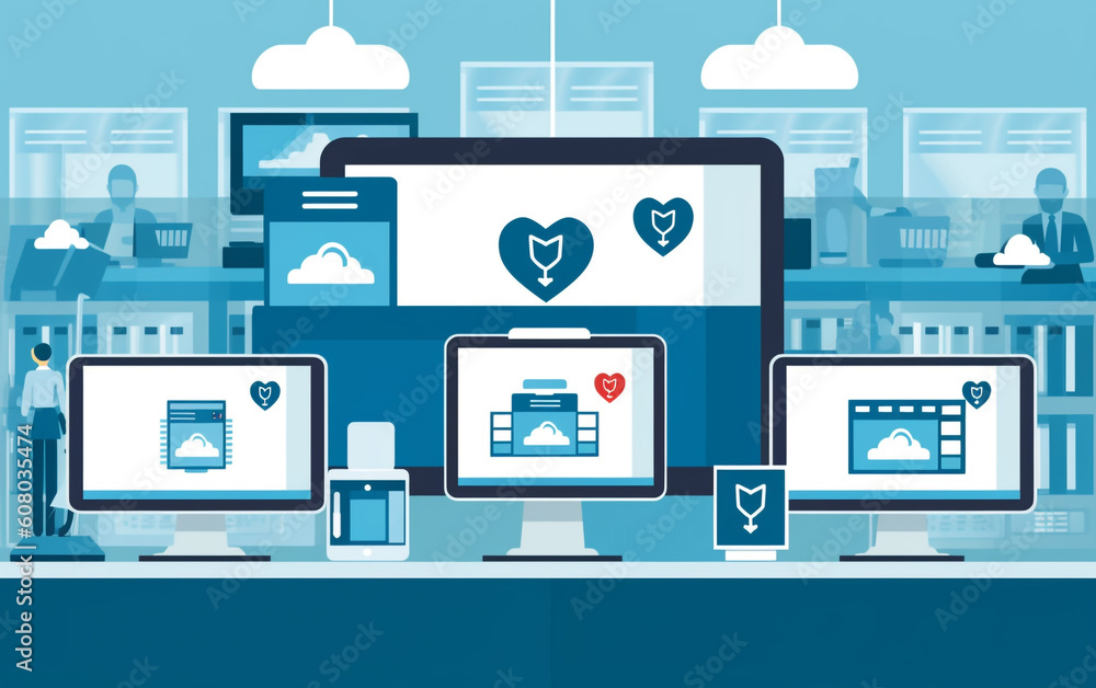 Endpoint Security Protection - Multiple Devices Protected, featuring a blue and white color scheme, showcases, Generative AI Endpoint Security Protection - Multiple Devices Protected, featuring a blue and white color scheme, showcases, Generative AI