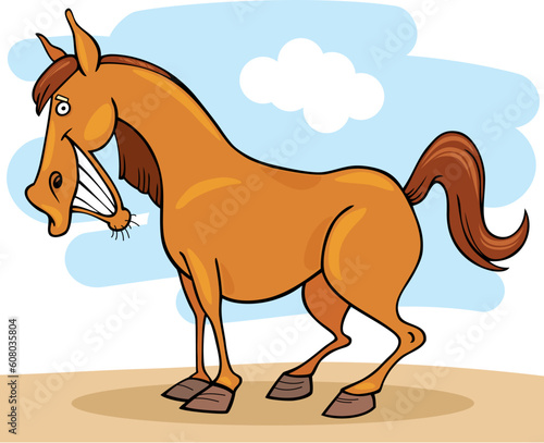 Cartoon illustration of funny horse