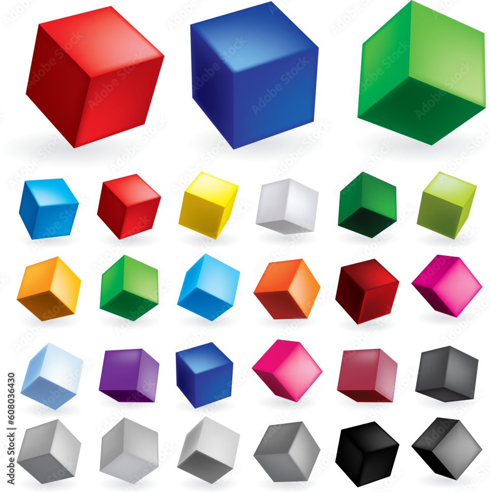 Cubes in various combinations of position for training Cubes in various combinations of position for training