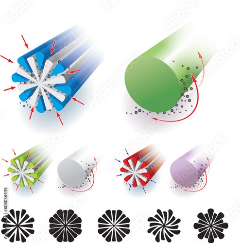 Vector illustration of the structure of microfiber