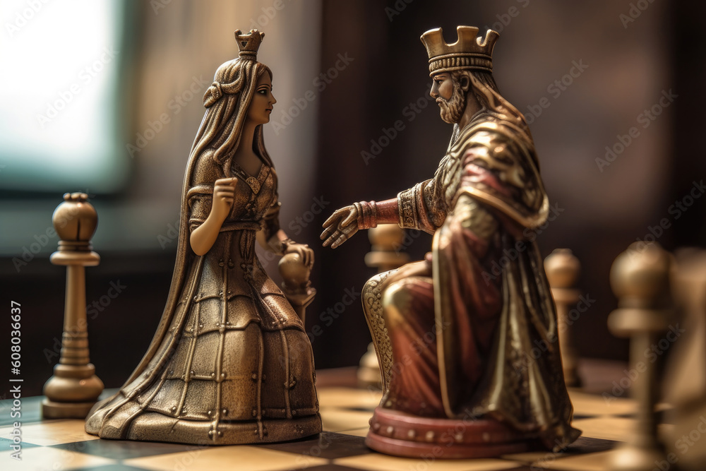 Fototapeta premium King and Queen chess figures 