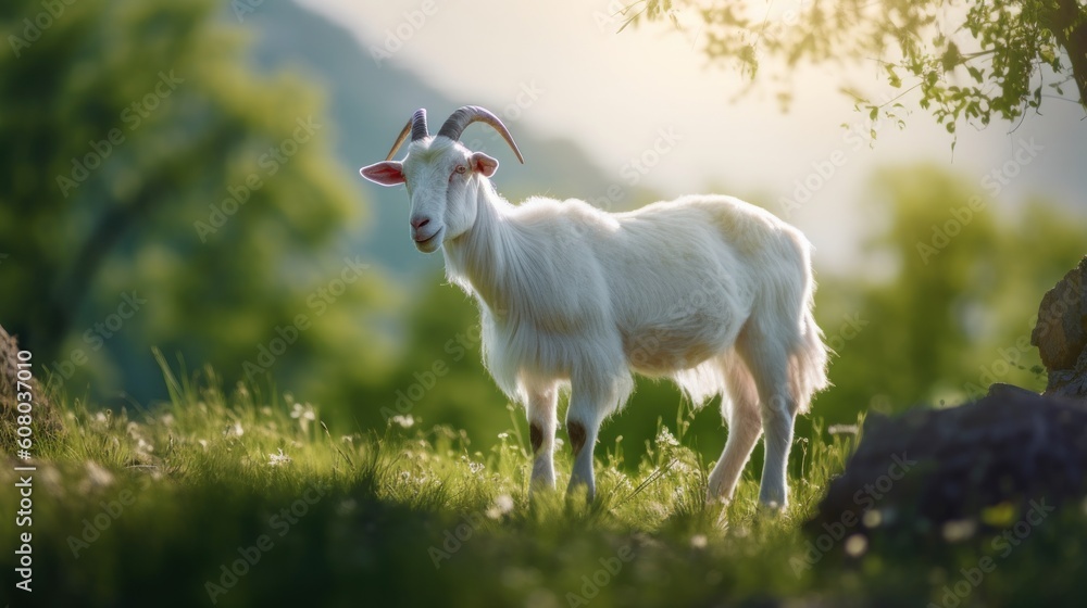 Obraz premium goat on the meadow