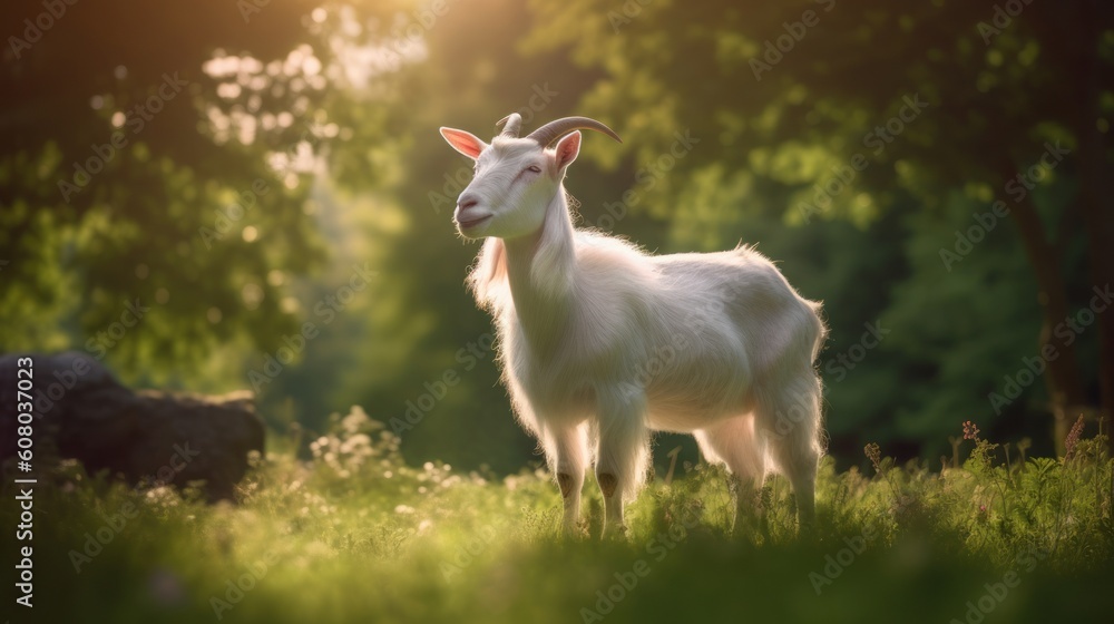 Obraz premium goat in the grass