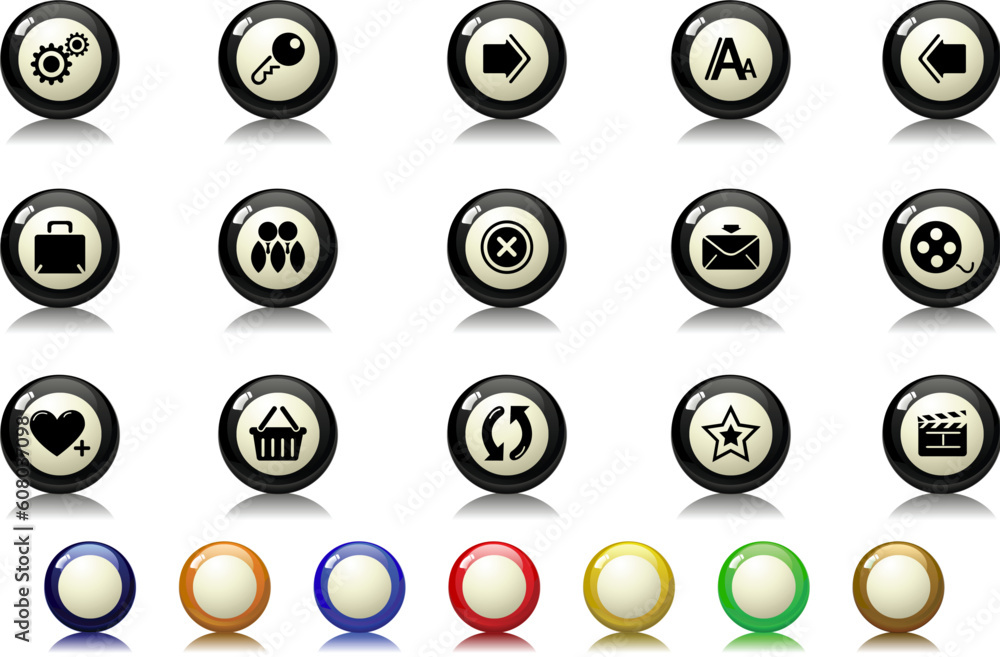 Media and Publishing icons Billiards series Media and Publishing icons Billiards series