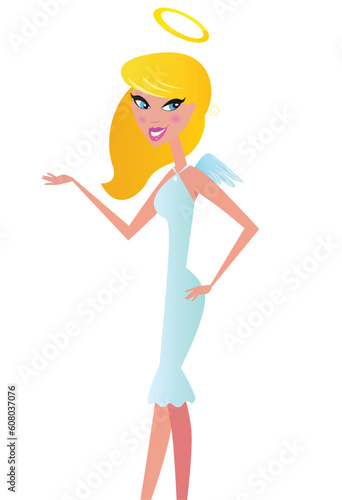 Vector Illustration of sexy blond hair girl in angel costume.