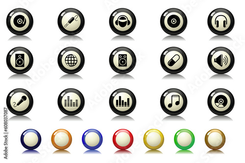 Music and Dance icons Billiards  series
