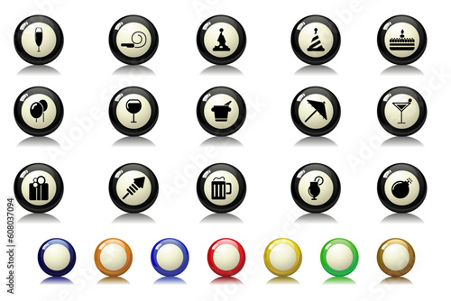 Party and Celebration icons Billiards series