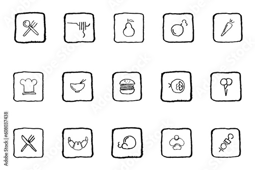 Food & Restaurant icons grunge line