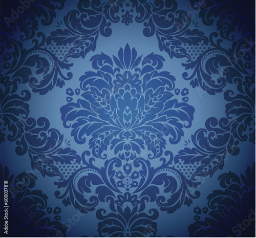 Damask seamless floral background pattern. Vector illustration.