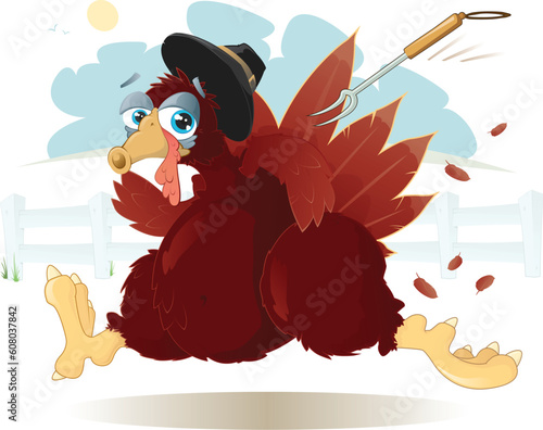 This poor pilgrim turkey has just realised that his days may be numbered!