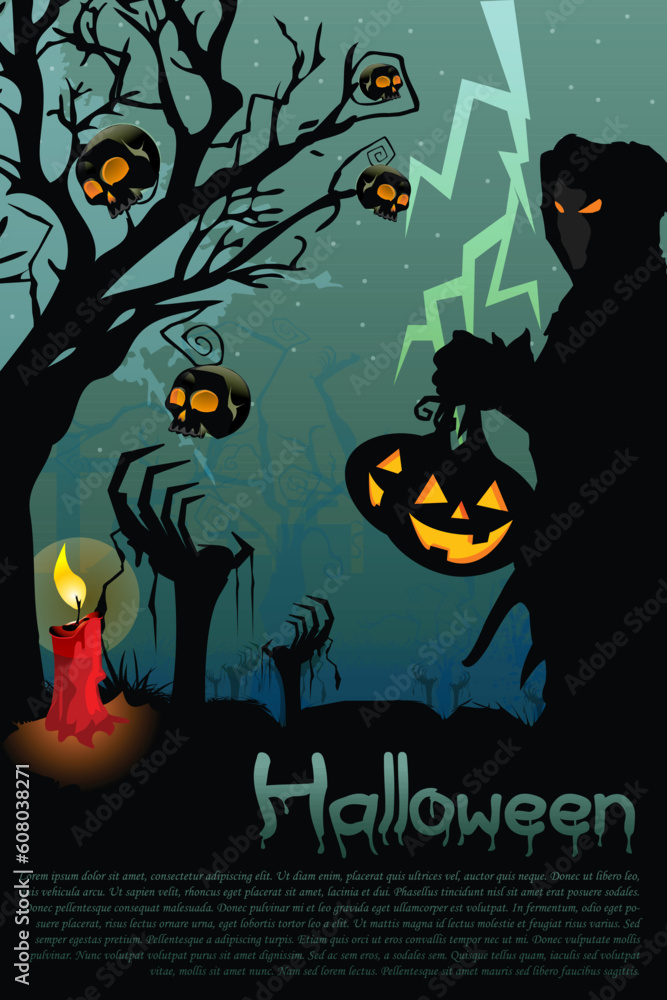 illustration of ghost with jack lantern in halloween night illustration of ghost with jack lantern in halloween night