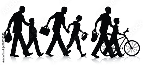 Vector silhouette set isolated on white background.