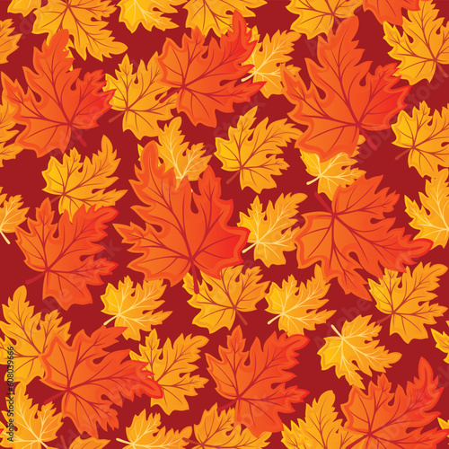 Seamless pattern from  autumn leaves can be repeated and scaled in any size 