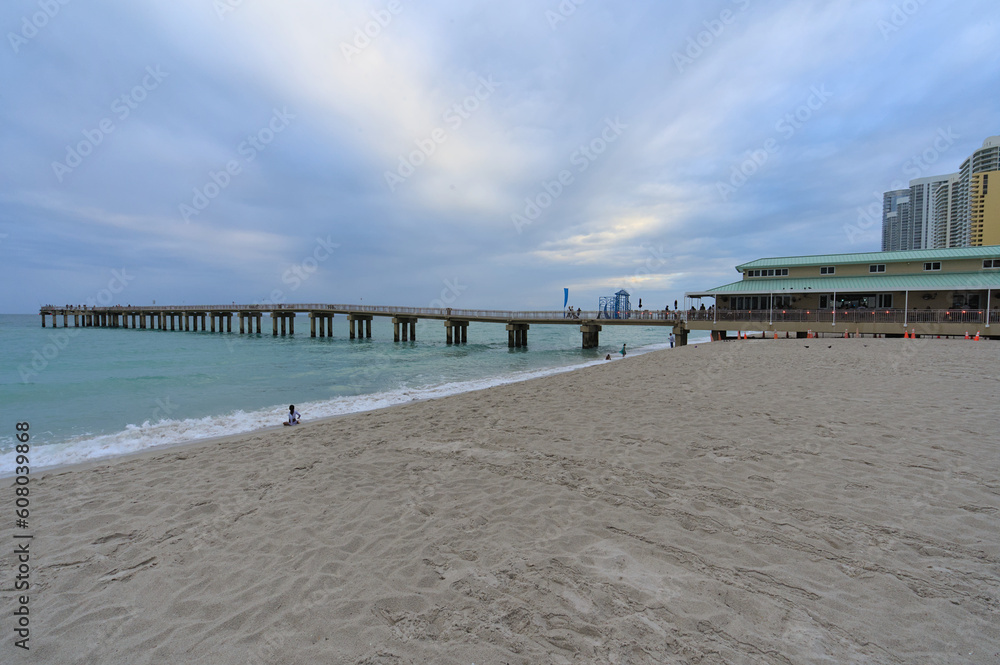 pier in the beach of Sunny Isles Beach, Florida, USA