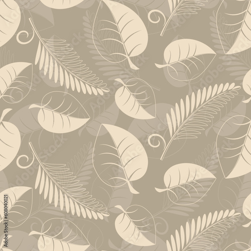Seamless pattern from beige leaves(can be repeated and scaled in any size)