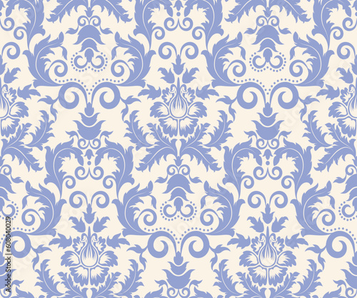 Seamless pattern from  blue flowers and leaves can be repeated and scaled in any size 