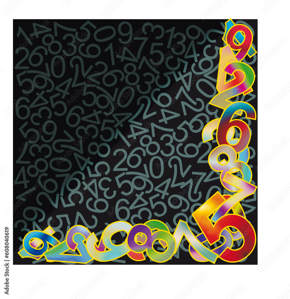 Abstract background with multicolor numbers signs Abstract background with multicolor numbers signs