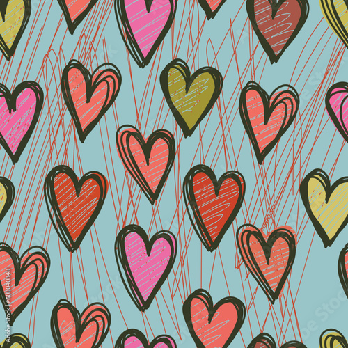 pattern with hearts and flowers