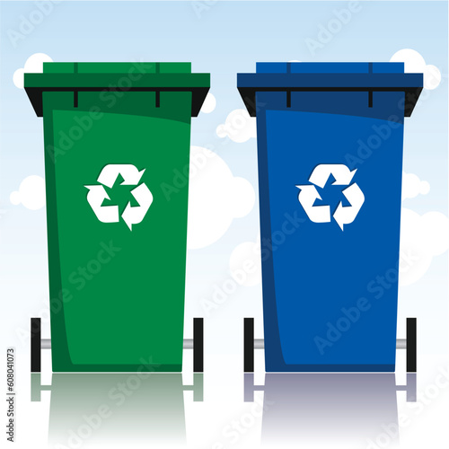 vector set of recycle bins