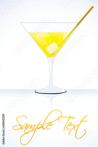 illustration of cocktail in a martini glass on isolated white background