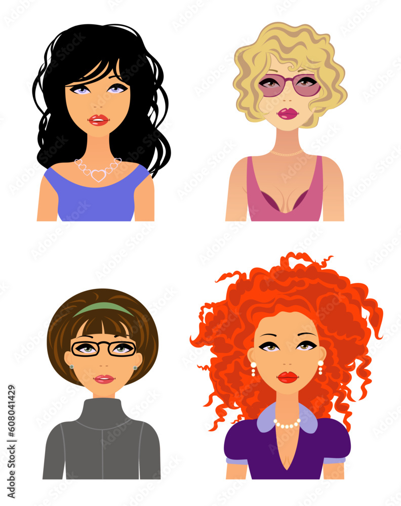 Four girls with different hair styles Four girls with different hair styles
