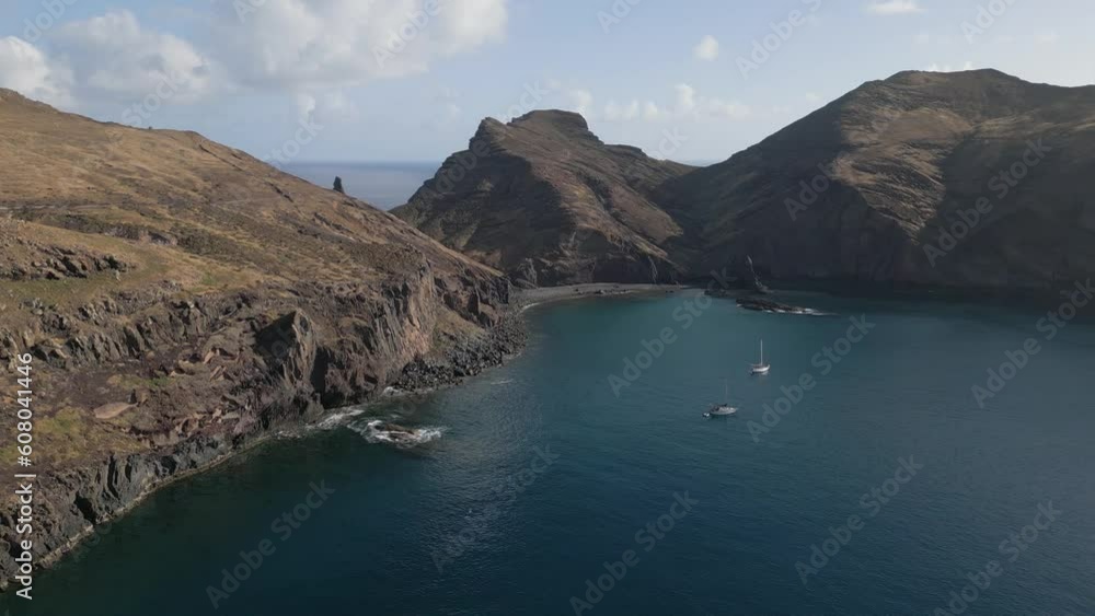 Aerial view of São Lourenço Beach on Madeira island in Portugal. Aerial view of São Lourenço Beach on Madeira island in Portugal.