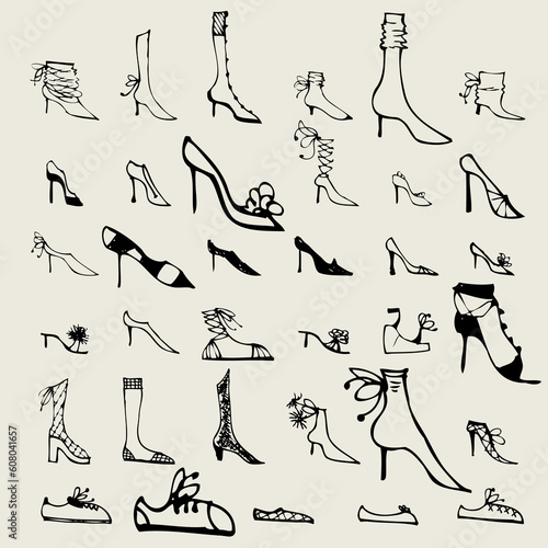 Sketch of shoes collection for your design