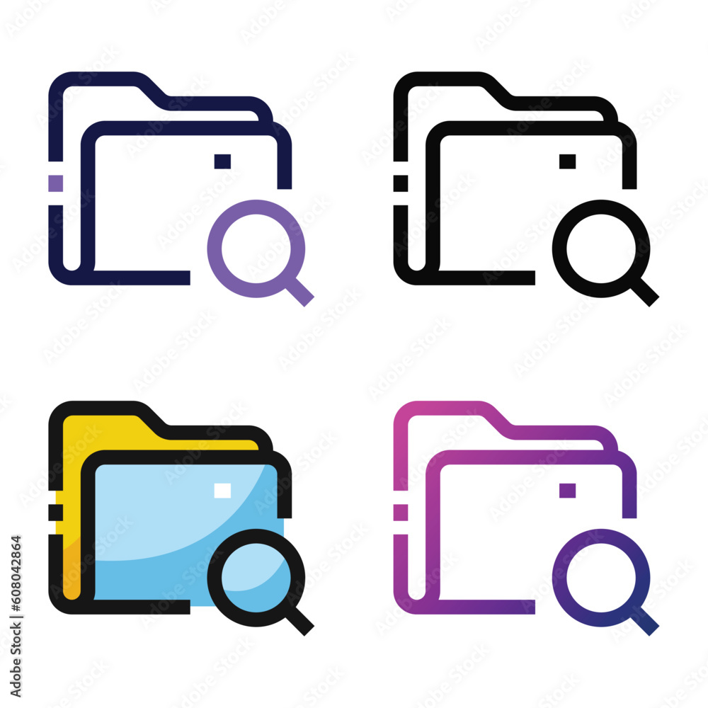 Search folder icon design in four variation color Search folder icon design in four variation color
