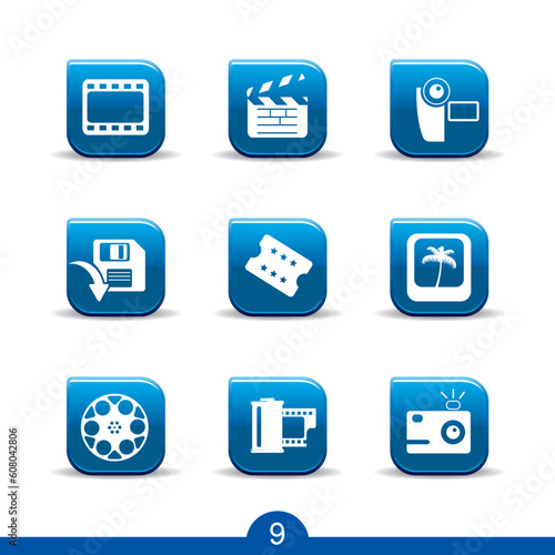 Set of nine movie and film web icons from series