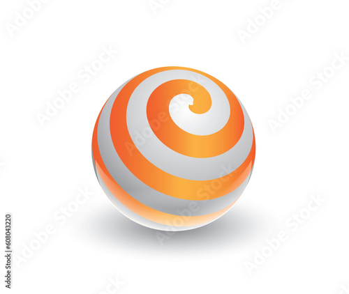 Abstract spiral 3d ball in editable vector format