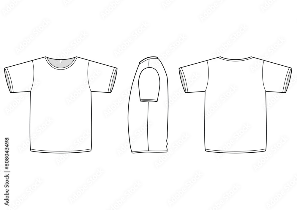 Template vector illustration of a blank basic T-shirt. All objects and details are isolated. Colors and transparent background color are easy to adjust/customize. Template vector illustration of a blank basic T-shirt. All objects and details are isolated. Colors and transparent background color are easy to adjust/customize.