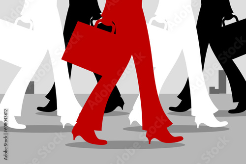 illustration of many walking feet