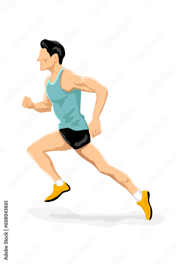 illustration of athlete running on white background