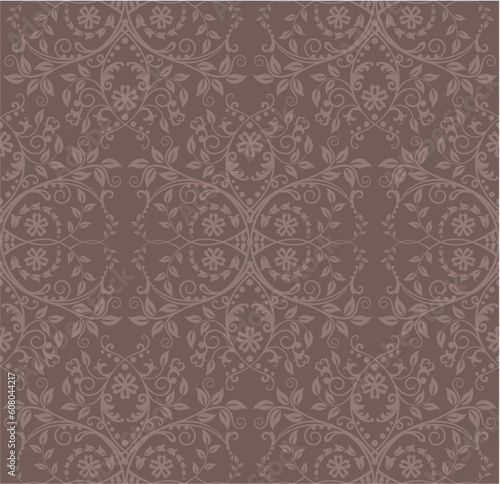 Seamless cocoa floral wallpaper. This image is a vector illustration.