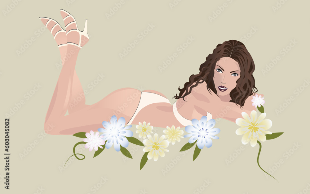 Beautiful young woman, vector illustration