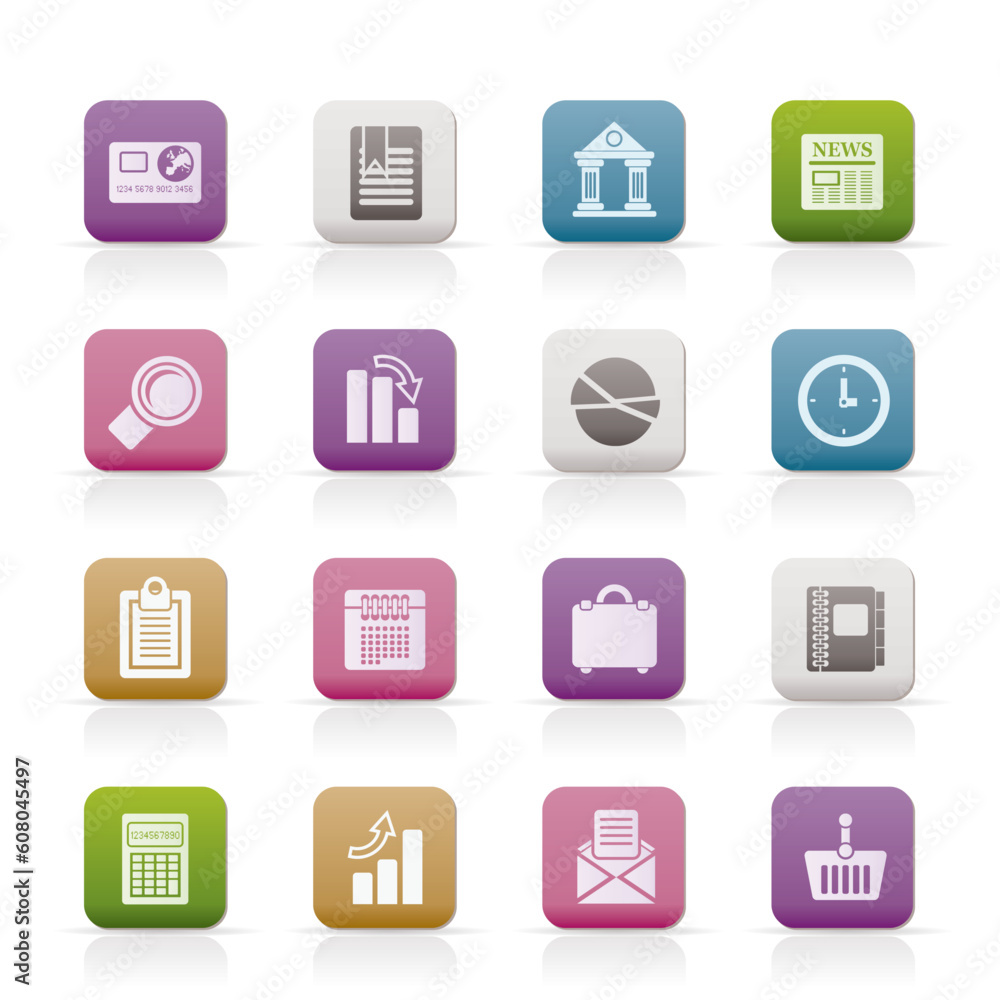 Business and Office Realistic Internet Icons - Vector Icon Set 3 Business and Office Realistic Internet Icons - Vector Icon Set 3
