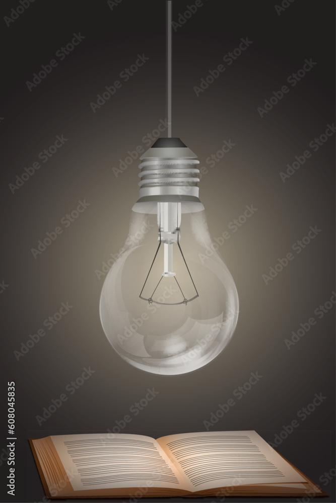 illustration of electric bulb with book on white background illustration of electric bulb with book on white background