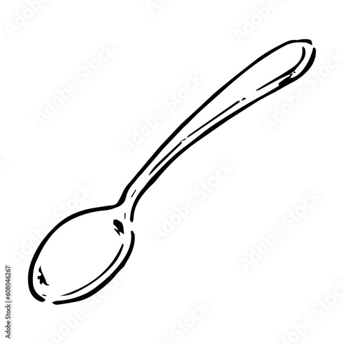 モノクロ　手描きのスプーン