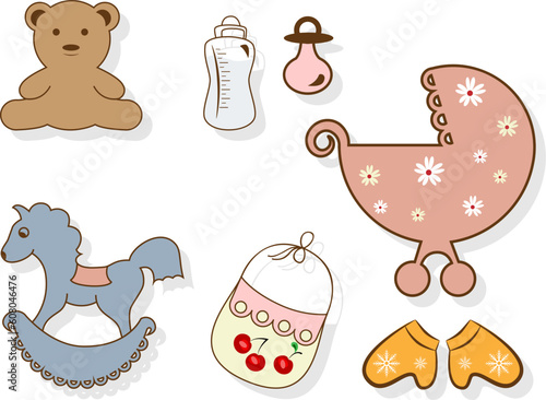Vector set witch clother and accessories for baby