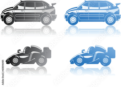 vector illustration of  formula 1 and limousine