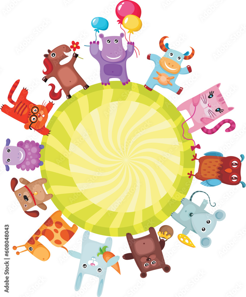 Naklejka premium vector illustration of a cute animals